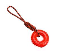 Dog Squeaky Toys | Anti-Stress Spiky Ring | Interactive Toy with Rope for Small Medium Large Dogs Mental Stimulation Boredom Release Outdoor Indoor