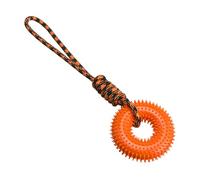 Dog Squeaky Toys, Anti-Stress Spiky Ring, Puppy Teething Boredom Relief Toy with Rope Mental Stimulation Interactive Ring for Outdoor Indoor Play Backyard