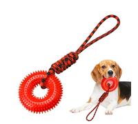 Dog Squeaky Toys | Chewer Teether Spiky Ring - Puppy Teething Boredom Release Ring with Rope for Mental Stimulation Chewing Training Outdoor Indoor Play Backyard