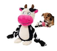 Dog Squeaky Toys - Plush Cow Interactive Chews, Soft Stuffed Animal Fetch Play Games, Durable Bite Resistant Sound Making, Cute Teeth Cleaning Accessories For Small Medium Puppy Pet