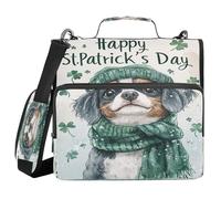 Dog St 3 Ringing 1.5 inch Sturdy Zipper Binder with Shoulder Strap & Handle Multiple Pockets Portable Home Travel Storage Bag Suitable for Middle School