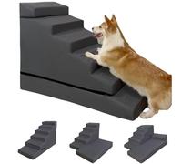 Dog Stair ramp for 30 inch high beds. 6-Step Dog Stair Ramp for 20 to 36 Inch Sofa Beds. Pet Steps for Small, Medium and Large Dogs. Non-Slip, Balanced and Portable. Multifunctional 6 Steps, Gray.