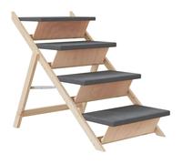 Dog Stair Ramp Pet Non-Slip Step Grey Solid Wood Fir vidaXL