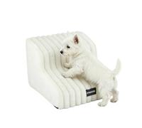 Dog Stairs, 2/3/4-Steps Non-Slip Pet Stairs, Non-Slip Puppy Climbing Ladder Dogs Steps for Bed Sofa, High Resilience Sponge Pet Cat Ramp with Removable Cover (White-2 Steps)