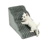 Dog Stairs, 2/3/4-Steps Non-Slip Pet Stairs, Non-Slip Puppy Climbing Ladder Dogs Steps for Bed Sofa, High Resilience Sponge Pet Cat Ramp with Removable Cover (Gray-4 Steps)