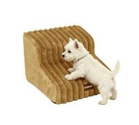 Dog Stairs, 2/3/4-Steps Non-Slip Pet Stairs, Non-Slip Puppy Climbing Ladder Dogs Steps for Bed Sofa, High Resilience Sponge Pet Cat Ramp with Removable Cover (Khaki-2 Steps)