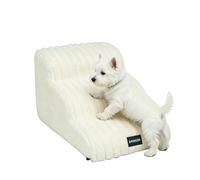 Dog Stairs, 2/3/4-Steps Non-Slip Pet Stairs, Non-Slip Puppy Climbing Ladder Dogs Steps for Bed Sofa, High Resilience Sponge Pet Cat Ramp with Removable Cover (White-3 Steps)