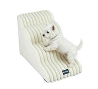 Dog Stairs, 2/3/4-Steps Non-Slip Pet Stairs, Non-Slip Puppy Climbing Ladder Dogs Steps for Bed Sofa, High Resilience Sponge Pet Cat Ramp with Removable Cover (White-4 Steps)