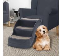 Dog Stairs, 3 Steps, Foldable, Pet Stairs for Small and Large Dogs and Cats, Non-Slip Entry Aid for Sofa and Bed, Load Capacity up to 20 kg, Dark Grey