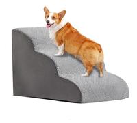 Dog Stairs, 3 Steps Waterproof Foam Pet Steps for Small Dogs and Cats, Injured Pets up to 50 lbs, Soft Dog Ramps with Removable Cover for Bed/Sofa, Non-Slip Dog Ladder, Grey