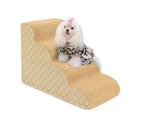 Dog Stairs Curved Ramp for Small Dogs 49.5 cm H, 4-Tier Pet Stairs for Couch Bed with High Density Foam, Dog Stairs with Durable Non-Slip Backing, Khaki