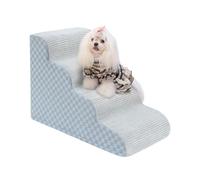 Dog Stairs Curved Ramp for Small Dogs 49.5 cm H, 4-Tier Pet Stairs for Couch Bed with High Density Foam, Dog Stairs with Durable Non-Slip Backing, Grey