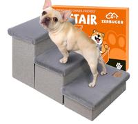 Dog Stairs, Dog Steps for High Beds 17.1" H, Folding Pet Stairs for Medium or Large Dogs Puppy with Storage for Bed and Couch, Cat Ramp for Car Hold Up to 200 lbs (Furry Lids, Grey)