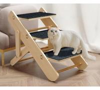 Dog Stairs, Foldable Wooden Pet Steps for Bed and Sofa, Anti-Slip Design, Adjustable Height, Durable Climbing Frame for Cats and Dogs