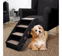 Dog Stairs Folding Black PP Felt 62x40x49.5cm Non-Slip Foldable Steps for Pets