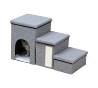Dog Stairs - Folding Dog Steps with Storage Box | Steps for Dogs on the Bed | Soft and Stable Cat Steps Storage Organizer | Storage Box for Steps