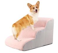 Dog Stairs for Bed 13.7" H, 30D Foam 3-Step for Sofa,Curved Stairs for Puppy,Pet Steps for Couch for Small Dogs and Cats or Pets Friendly