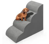 Dog Stairs for Bed 28.7”H, 4 Extra Deeper Ramp/Steps for Small Dogs & Cats to get on High Bed or Couches, Grey
