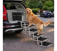 Dog Stairs for Car Foldable - 4, 5 or 6 Steps for Low to High Boot Heights (63-81 cm) - For Small Cars, Estates & SUVs - Car Dog Steps for Large Dogs Without Jumping, Alternative to a Dog Ramp