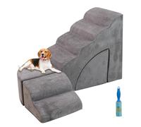 Dog Stairs for High Bed, 30 inch High Pet Steps with Washable Cover, 6 Step Foam Dog Ramp for Bed, 30D Non-Slip Pet Stairs Adjust to Left Side of Bed for Old Dogs/Cats