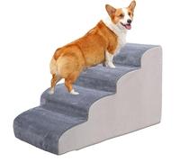 Dog Stairs for High Bed and Couch, Pet Steps with Machine Washable Fabric Cover, 2 Steps/3 Steps/4 Steps Non-Slip Sponge Stuffed Pet Ramp for Small Dogs Short Legged Elderly Dogs Cat Ladder