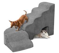 Dog Stairs for High Bed - LitaiL Steps for Dogs to Get on Bed, Sturdy Pet Stairs with Removable Cover, Foam Dog Step for Medium Large Dogs, Adjustable Foam Pet Ramps for Bedside