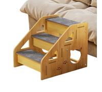 Dog Stairs for Pets | Wooden Pet Ramp and Ladder - 3 Step Cat Ladder - Suitable for Small and Older Cats, Puppies, as well as for Homes, Balconies, Patios, Gardens, Sofas and Couches