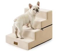 Dog Stairs for Small Dogs, 4 Tier Removable Pet Stairs for Couch and Bed, 17.7" H Dog Steps for Old Cats, Puppy, Small Dogs, 40x60x45cm (Beige)