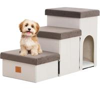 Dog Stairs for Small Dogs and Cats Foldable Pet Steps for High Bed and Couch Portable Ramp Stairs for Couch 3-Step Pet Stairs with Storage and Pet House for Small Dogs and Cats