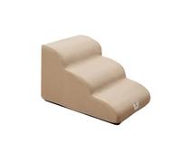 Dog Stairs for Small Dogs, Pet Ramp Stairs with Removable Washable Cover, Non-Slip Bottom & 35° Gentle Slope, High-Density One-Piece Sponge Pet Steps for Bed Sofa Couch(Khaki,Third-order)