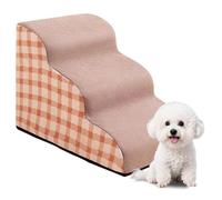 Dog Stairs for Sofa Bed,Removable 2/3/4-Steps Ramp Stairs with Washable Plush Cover,Non-slip High Density Foam Dog Couch Step for Small Dog Old Cat (Beige,M-56 * 35CM)