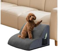 Dog Stairs Ramp for Small Dog,2 Steps High Density Foam Pet Stairs w/Storage Pocket & Handle,Non-Slip Balanced Pet Stairs Ladder for Cats,for High Sofa Bed Couch for Small & Old Dogs, Injured Pet