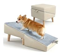 Dog Stairs Ramp for Small Dogs and Cats for Couch Bed Sofa and Chair, Foldable 2-in-1 Pet Dog Steps, Split Ottoman Design