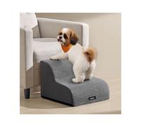 Feandrea 2-Step Dog Stairs, Corduroy Dog Steps for Bed, Sofa, Waterproof Pet Stairs with Anti-Slip Designs, Gentle Slope, Removable Washable Cover, Handle, Slate Grey PPS002GN01