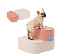 Dog Stairs with Storage Foldable Dog Steps for Small Dogs (Coffee+Pink, 10.7inch, 2)