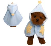Dog Star Pajamas Clothes Jumpsuit Onesie with Full Coverage Flannel Winter Sweater Halloween Cute Puppy Cat Cold Weather Outfits (Blue, Large)