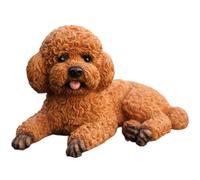 Dog Statue 5.5x3.2x3.4 Inch Realistic Lying Posture Teddy Dog Figurines Adorable & Expressive Resin Dog Decor for Car Dashboard, Home, Garden, Brown