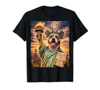 Dog Statue Liberty Freedom 4th of July Pit Bulls Pitbulls T-Shirt