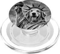 Dog Statue Liberty Funny Freedom white Black funny labrador PopSockets PopGrip for MagSafe