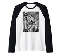 Dog Statue Liberty Funny Freedom White Black Funny Labrador Raglan Baseball Tee