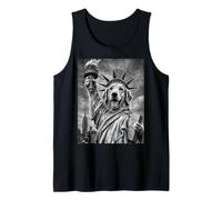 Dog Statue Liberty Funny Freedom White Black Funny Labrador Tank Top