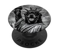 Dog Statue Liberty Funny Freedom white Black rottweiler PopSockets Adhesive PopGrip