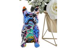 Dog Statuette | French Bulldog Graffiti Statue Resin Sculpture Office Accessories Decoration for Living Room, Bedroom, Office, TV Stand and Events