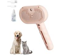 Dog Steam Brush, Auto Brush Pet Cleaner, Pet Spray Comb with Hair Removal Button, Gift 20ml (Pink)