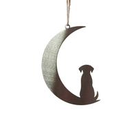 Dog Steel Moon Silhouette Hanging Ornament - Pet Memorial Gift for Dog Lovers Rustic Garden Keepsake Sympathy Decoration