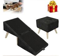 Dog Steps for Bed, 2 in 1 Expandable Pet Stairs and Footstool, Folding Non-Slip Cat Dog Steps Multifunctional Pet Stair Stool for Small Medium Dogs and Cat black