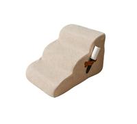 Dog Steps for Bed, 3/4 Step High Density Foam Small Dog Stairs with Washable Cover & Non-Slip Base, Pet Stairs Ramp Puppy Ladder, Cat Gentle Slope for Sofa/Car (Beige-S-3 steps)