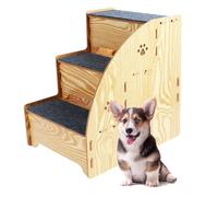Dog Steps for Bed, 3-Steps Dog Stairs, Non Slip Puppy Stairs Covered with Carpeted Fabric for Sofa Low Bed Couch Hurt Pet Small to Large Pets, 35x26x35cm