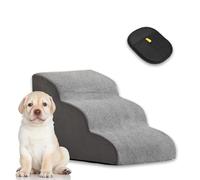 Dog Steps for Bed, 3-Tier Anti-Slip Dog Steps & Stairs - High-Density Foam Pet Ramp for Small Dogs to get on High Bed with Removable Washable Cover & Reusable Static Deshedding Glove (60x40x40cm)