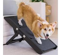 Dog Steps for Bed & Couch 2-in-1 Dog Stairs/Ramp - Height Adjustable Dog Ramp for couch 7” - 20” - Pet Stairs, Dog Stairs for Small Dogs - Easy to Move Pet Steps with Landing Platform, Black